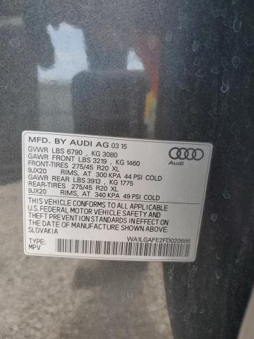 2015 Audi Q7 Premium Plus VIN: WA1LGAFE2FD020666 Lot: 61762334