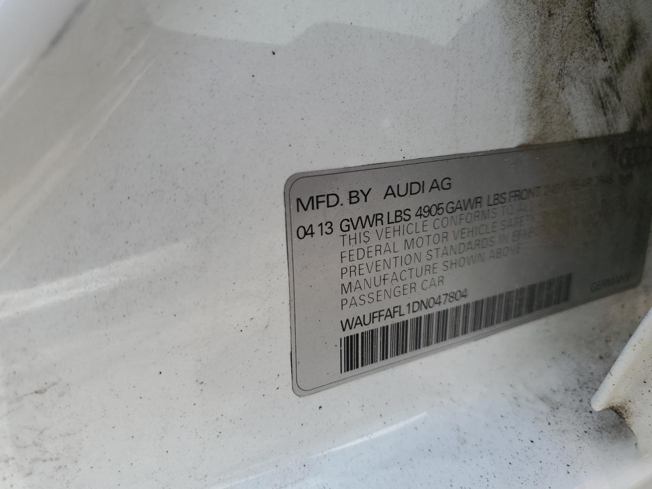 WAUFFAFL1DN047804 2013 Audi A4 Premium Plus