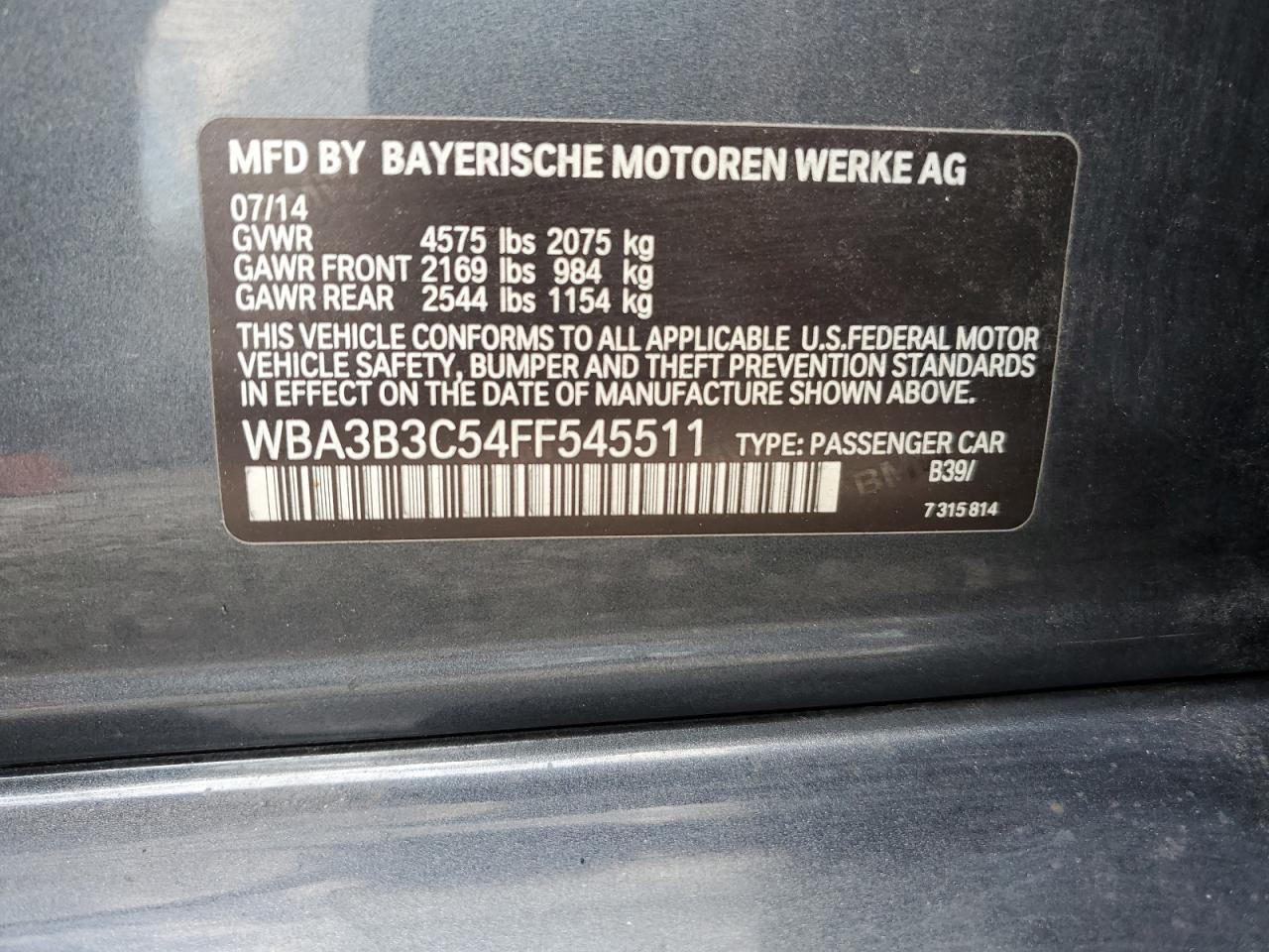 WBA3B3C54FF545511 2015 BMW 328 Xi