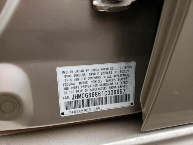 2001 Honda Accord Ex VIN: JHMCG66861C006957 Lot: 63319234