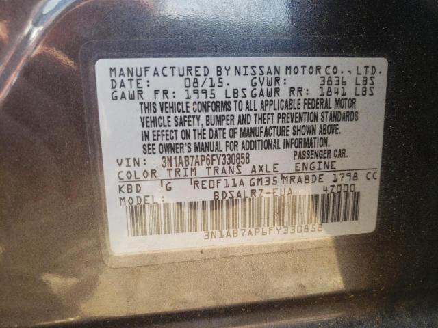 2015 Nissan Sentra S VIN: 3N1AB7AP6FY330858 Lot: 61154564