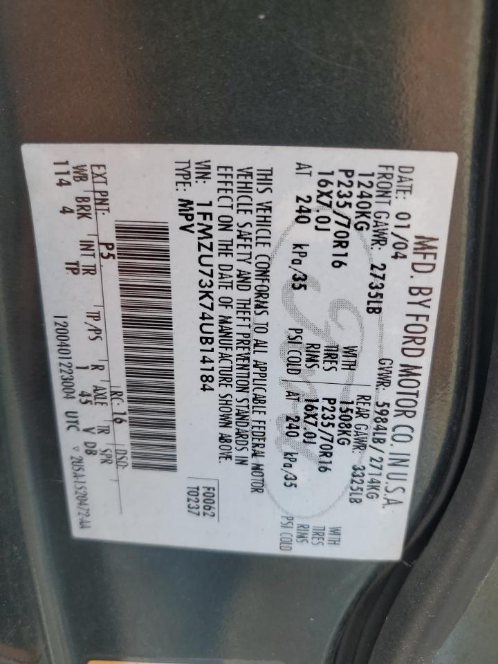 1FMZU73K74UB14184 2004 Ford Explorer Xlt