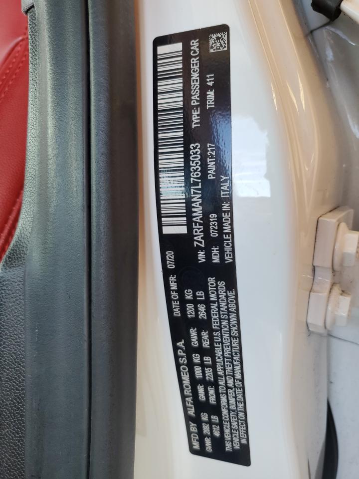 ZARFAMAN7L7635033 2020 Alfa Romeo Giulia