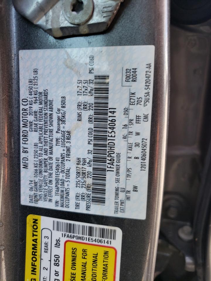 1FA6P0HD1E5406141 2014 Ford Fusion Se