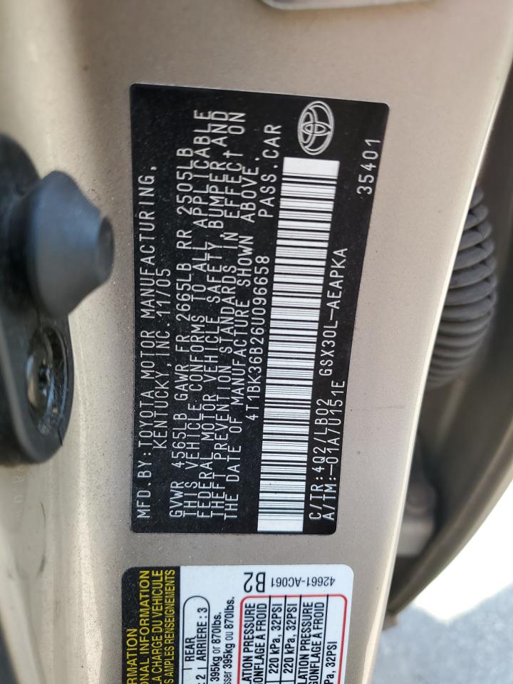 4T1BK36B26U096658 2006 Toyota Avalon Xl