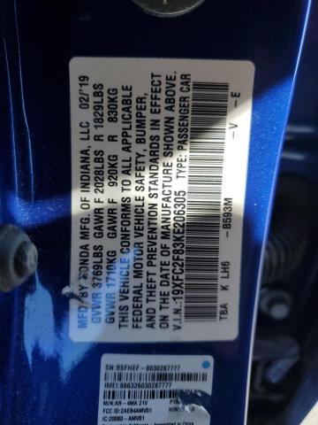 2019 HONDA CIVIC SPOR - 19XFC2F83KE206305