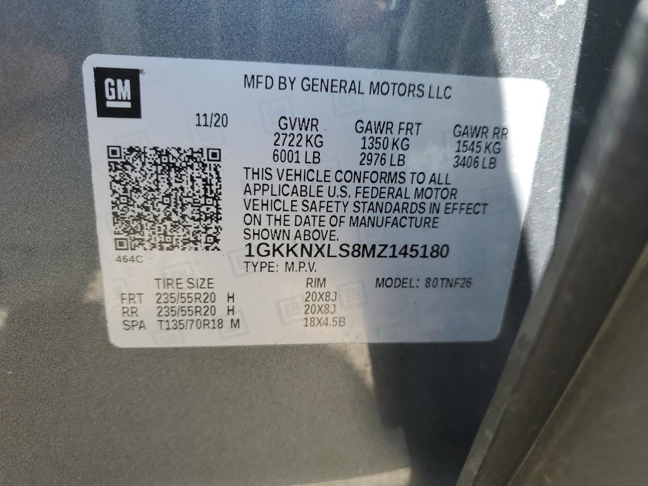 1GKKNXLS8MZ145180 2021 GMC Acadia Denali