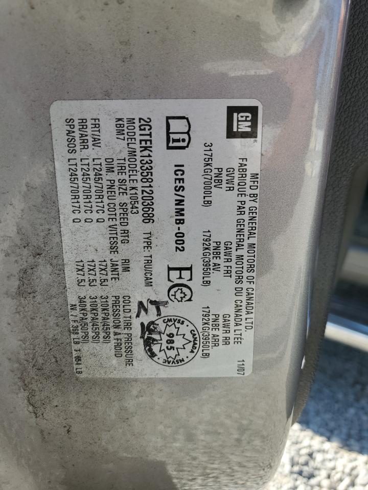 2GTEK133581203686 2008 GMC Sierra K1500