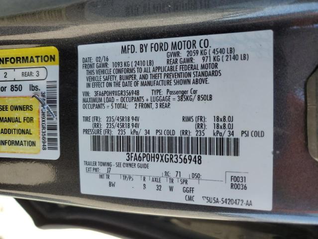 VIN 3FA6P0H9XGR356948 2016 Ford Fusion, SE no.12