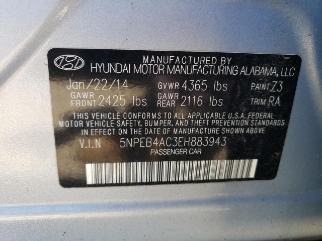 2014 Hyundai Sonata Gls VIN: 5NPEB4AC3EH883943 Lot: 60762064