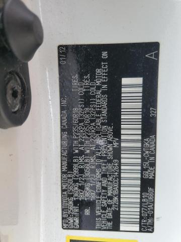 2012 Lexus Rx 350 VIN: 2T2BK1BAXCC142649 Lot: 62615834