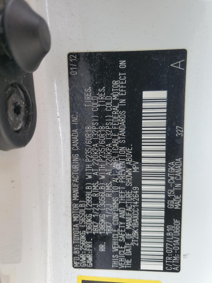 2T2BK1BAXCC142649 2012 Lexus Rx 350