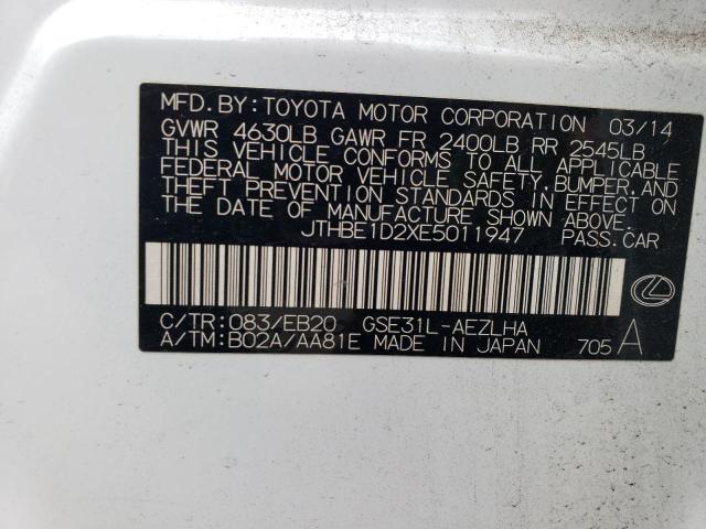 2014 Lexus Is 350 VIN: JTHBE1D2XE5011947 Lot: 62234674