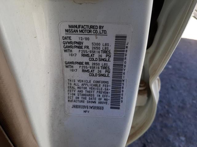 2001 Nissan Pathfinder Le VIN: JN8DR09Y61W589669 Lot: 61951364