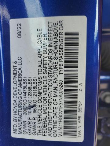 2022 HONDA ACCORD SPO - 1HGCV1F37NA075240