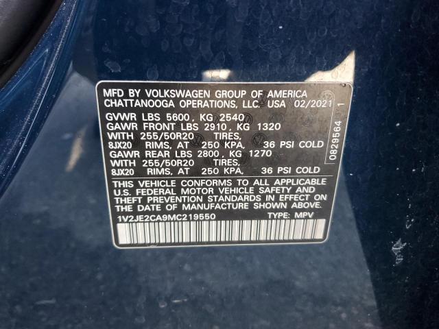 2021 VOLKSWAGEN ATLAS CROS - 1V2JE2CA9MC219550