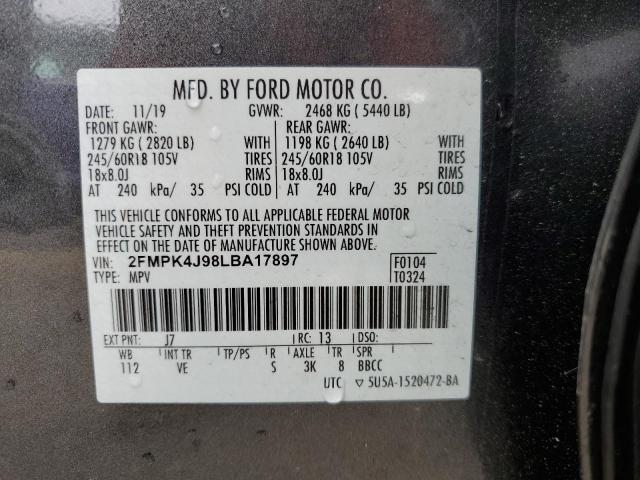2020 Ford Edge Sel VIN: 2FMPK4J98LBA17897 Lot: 61368364