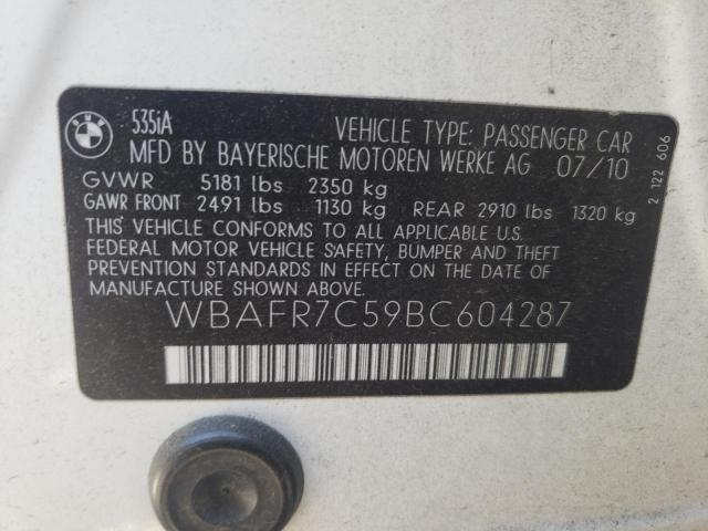 2011 BMW 535 I VIN: WBAFR7C59BC604287 Lot: 61135524
