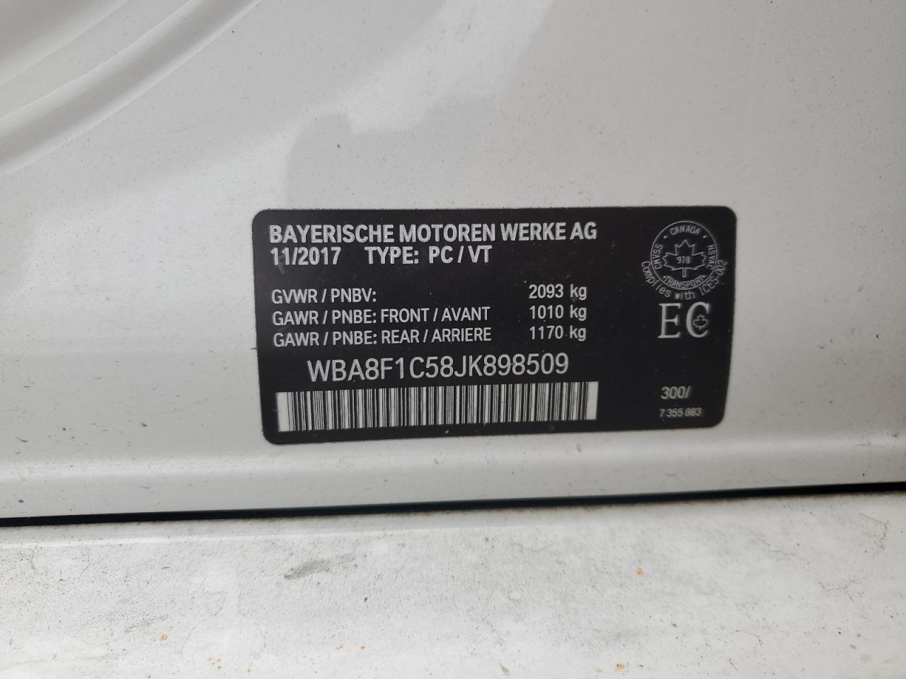 WBA8F1C58JK898509 2018 BMW 328 D xDrive