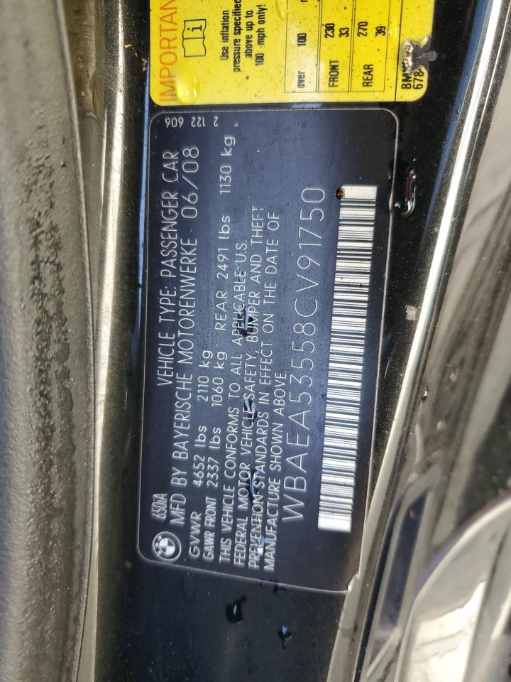 WBAEA53558CV91750 2008 BMW 650 I