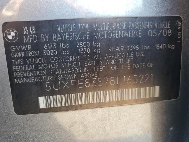 2008 BMW X5 4.8I VIN: 5UXFE83528L165221 Lot: 61086754