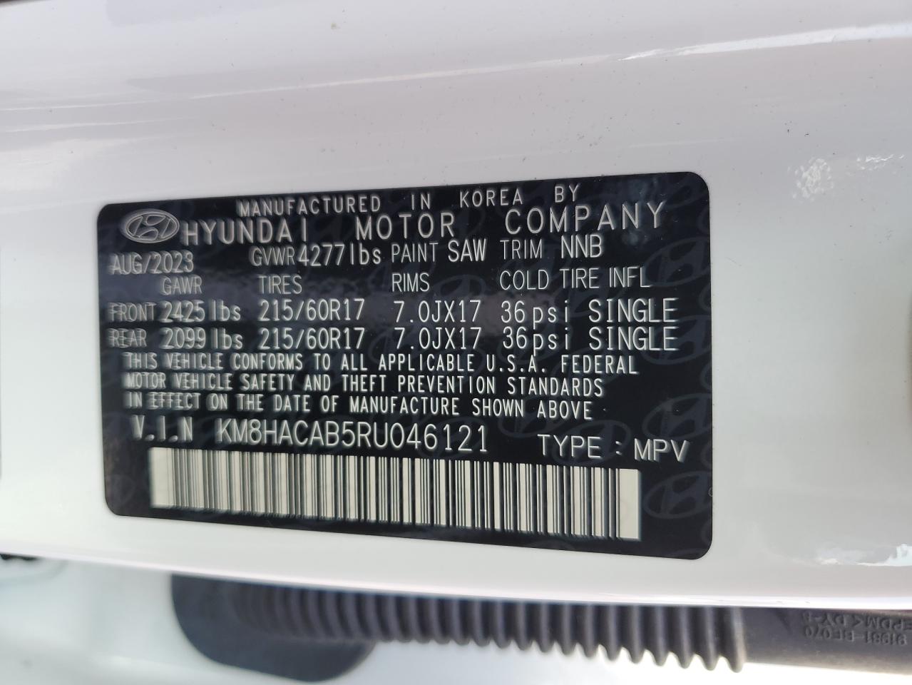 KM8HACAB5RU046121 2024 Hyundai Kona Se