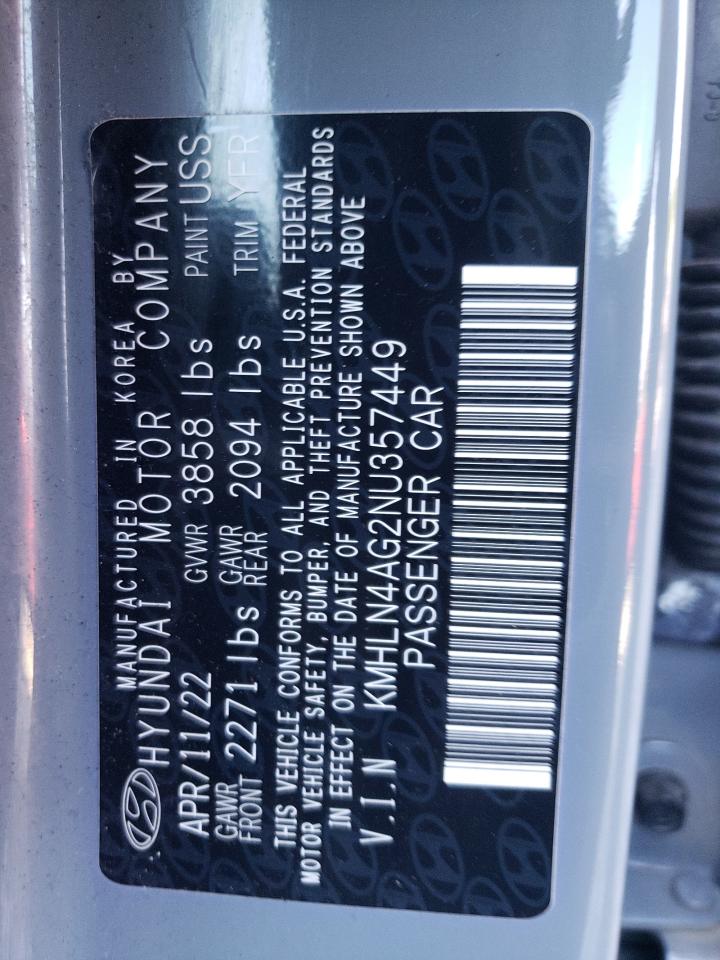 KMHLN4AG2NU357449 2022 Hyundai Elantra Sel