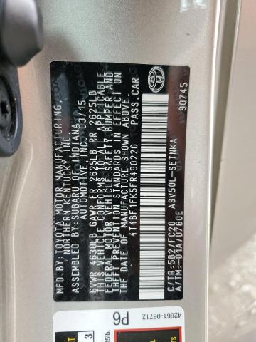 VIN 4T4BF1FK5FR490220 2015 Toyota Camry, LE no.12