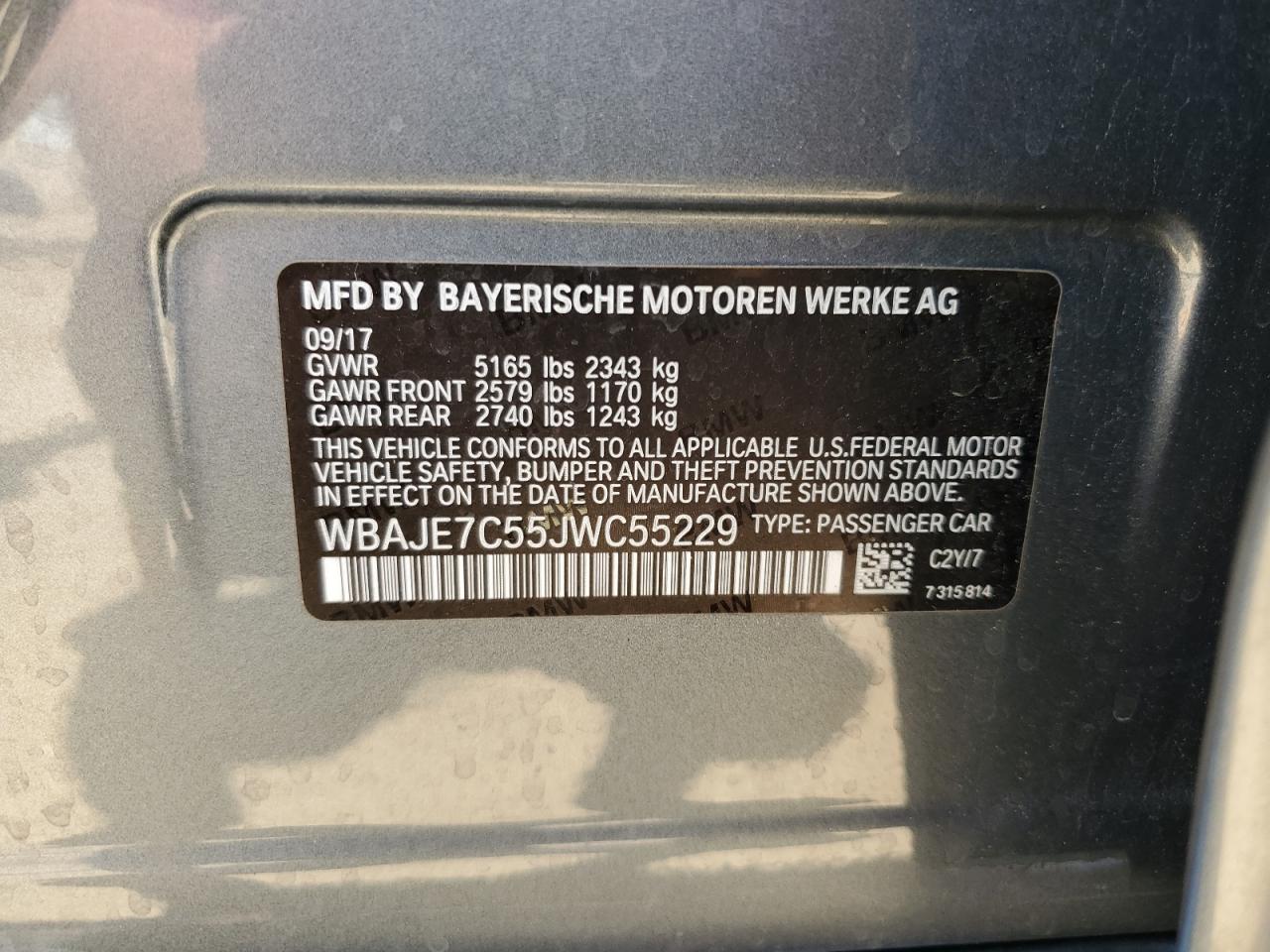 WBAJE7C55JWC55229 2018 BMW 540 Xi