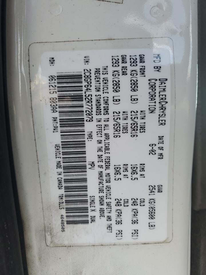 2C8GP64L52R772079 2002 Chrysler Town & Country Limited