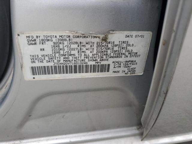 2001 Toyota Rav4 VIN: JTEHH20V716010246 Lot: 61769914