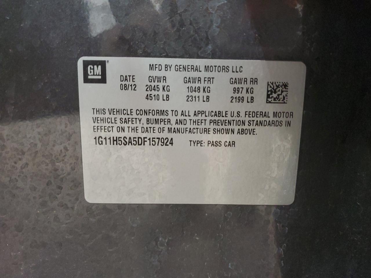 1G11H5SA5DF157924 2013 Chevrolet Malibu Ltz