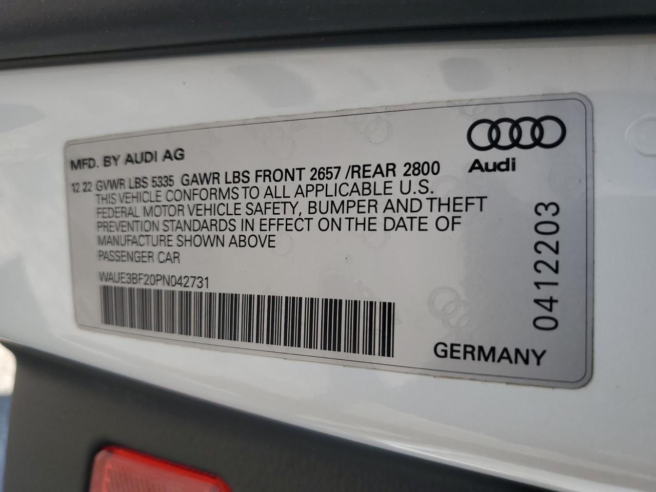 WAUE3BF20PN042731 2023 Audi A6 Premium Plus