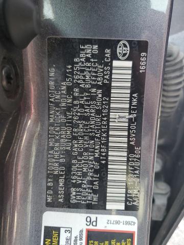 VIN 4T4BF1FK1ER416212 2014 Toyota Camry, L no.12