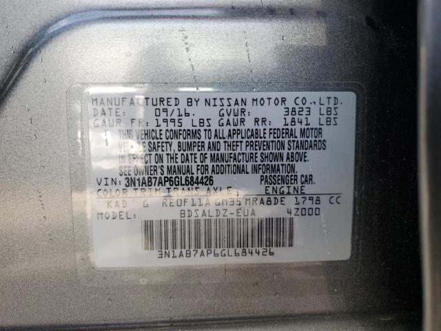 2016 Nissan Sentra S VIN: 3N1AB7AP6GL684426 Lot: 60858684