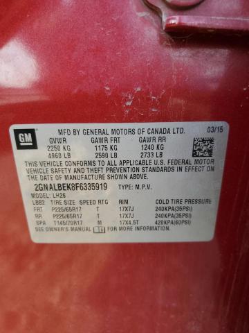 2015 CHEVROLET EQUINOX LT - 2GNALBEK8F6335919