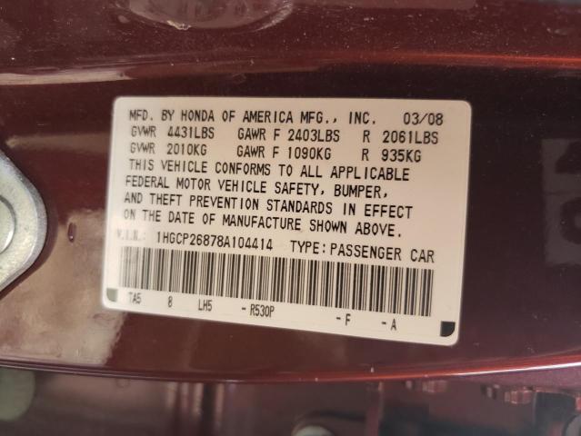 1HGCP26878A104414 2008 Honda Accord Exl