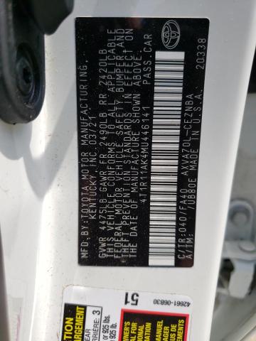 2021 TOYOTA CAMRY LE - 4T1R11AK4MU446141