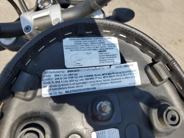 2017 DUCATI SCRAMBLER ML015AXG1HT001456
