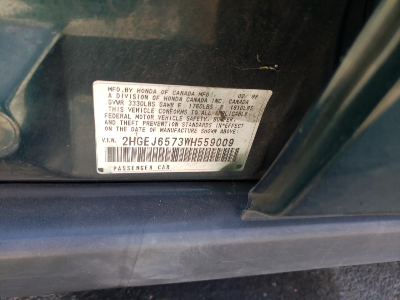 2HGEJ6573WH559009 1998 Honda Civic Lx