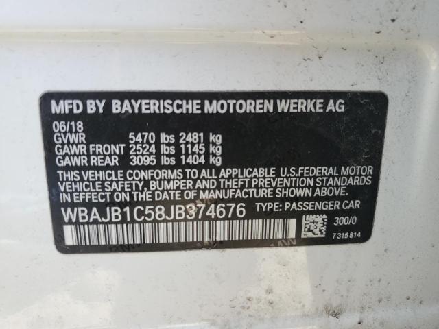 VIN WBAJB1C58JB374676 2018 BMW 5 Series, 530XE no.12