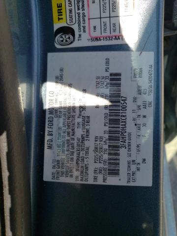 2012 Ford Fusion Se VIN: 3FAHP0HAXCR100547 Lot: 60443244