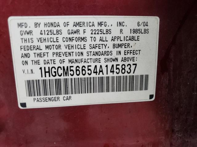 1HGCM56654A145837 2004 Honda Accord Ex