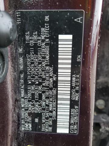 2012 Toyota Highlander Base VIN: 5TDBK3EH9CS111862 Lot: 62269924