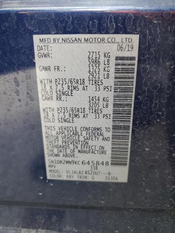 2019 NISSAN PATHFINDER - 5N1DR2MN9KC645848