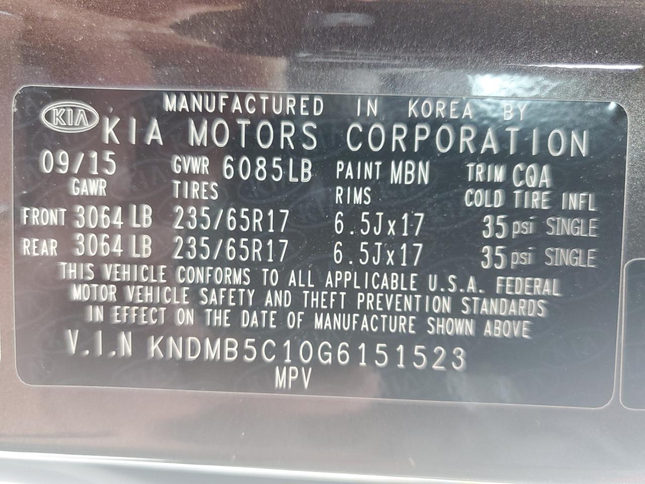 KNDMB5C10G6151523 2016 Kia Sedona Lx