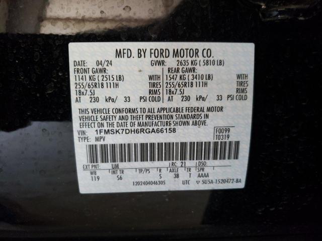 2024 Ford Explorer Xlt VIN: 1FMSK7DH6RGA66158 Lot: 61618374