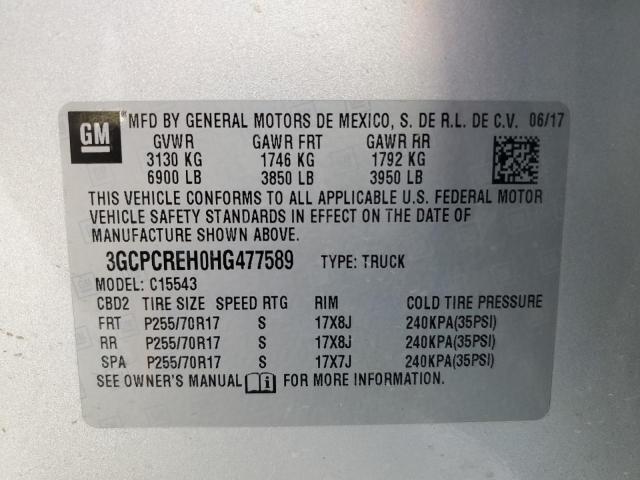2017 CHEVROLET SILVERADO - 3GCPCREH0HG477589