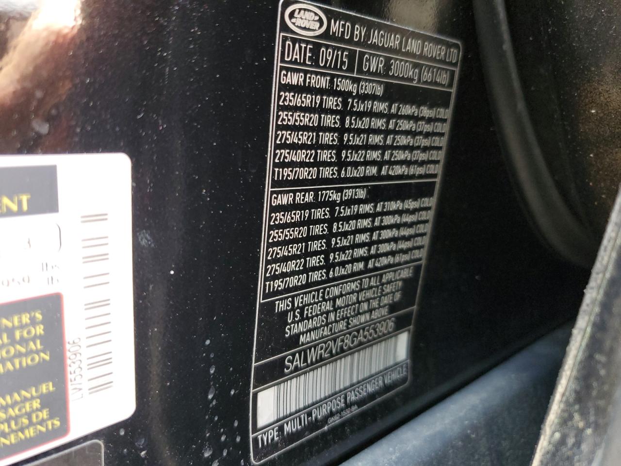 SALWR2VF8GA553906 2016 Land Rover Range Rover Sport Hse