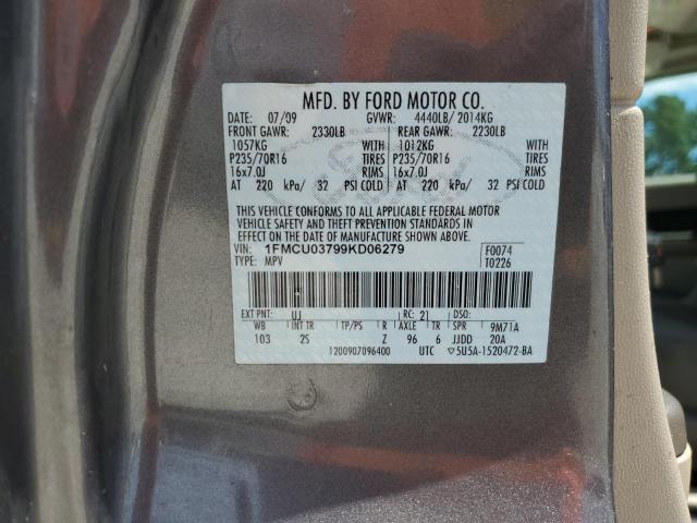 2009 Ford Escape Xlt VIN: 1FMCU03799KD06279 Lot: 61977444